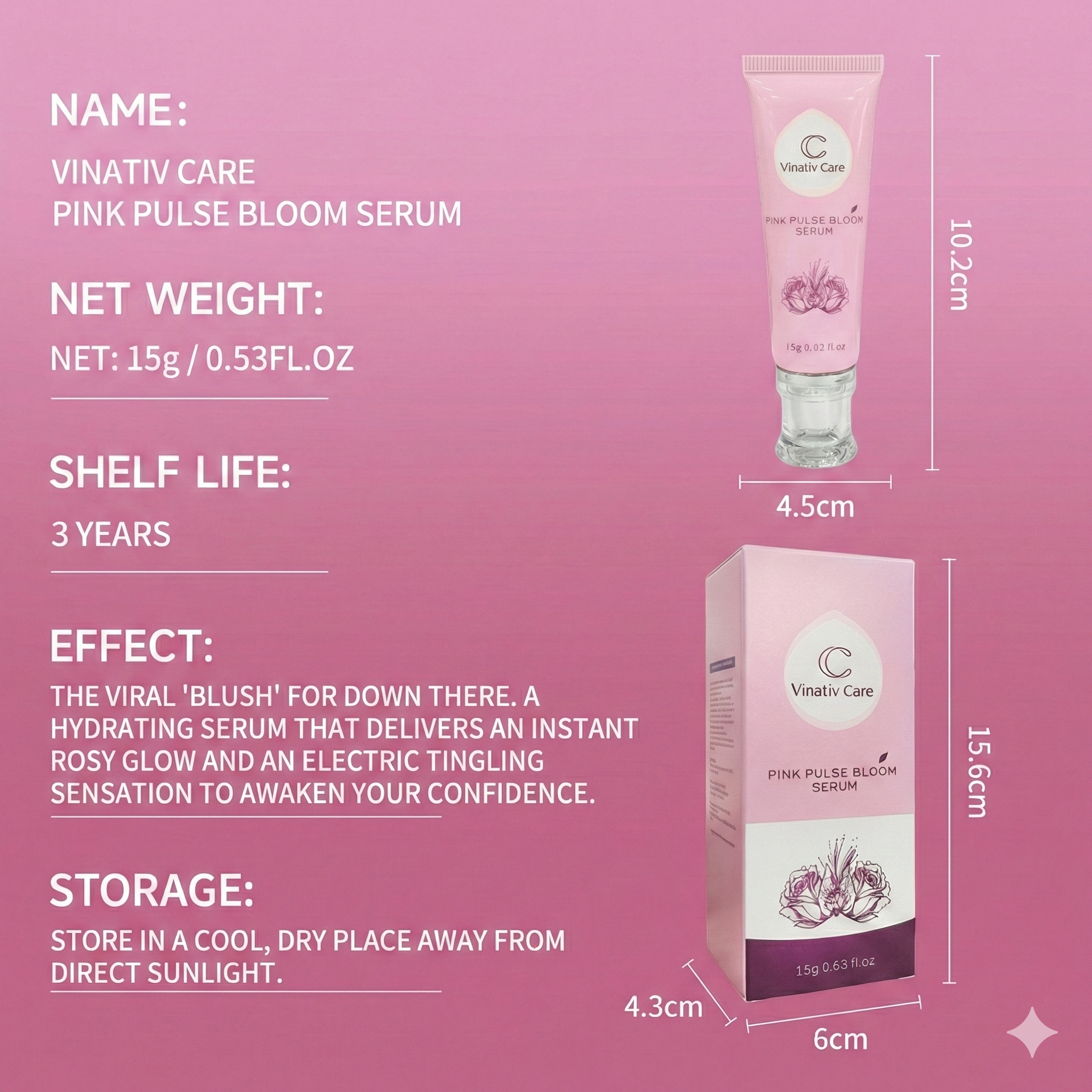 Vinativ® Feminine Intimate Care Pink Pulse Bloom Serum | Sensory Awakening & Radiance Complex